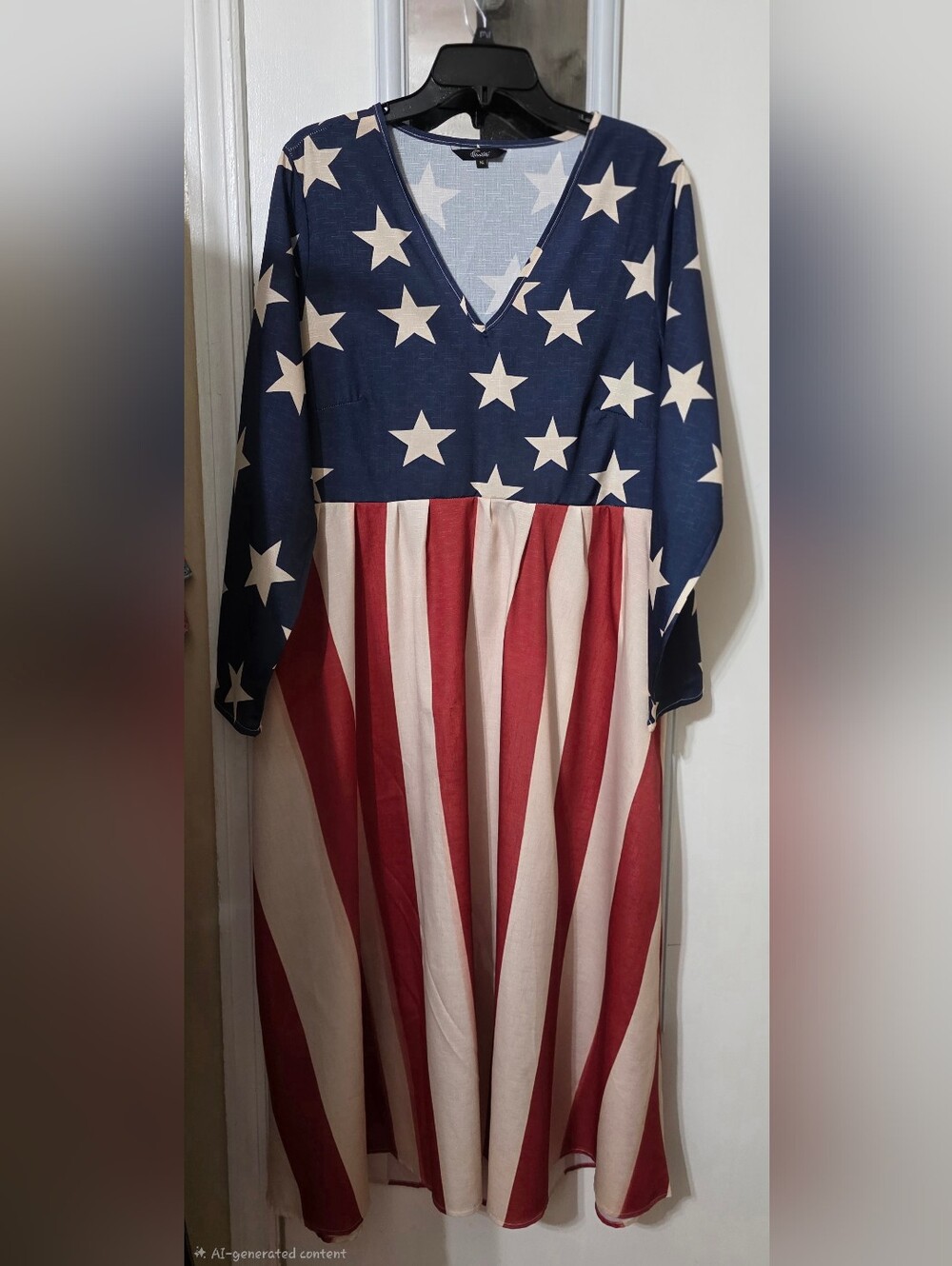 Adorable and Festive Stars and Stripes USA US Flag Maxi Dress Size XL